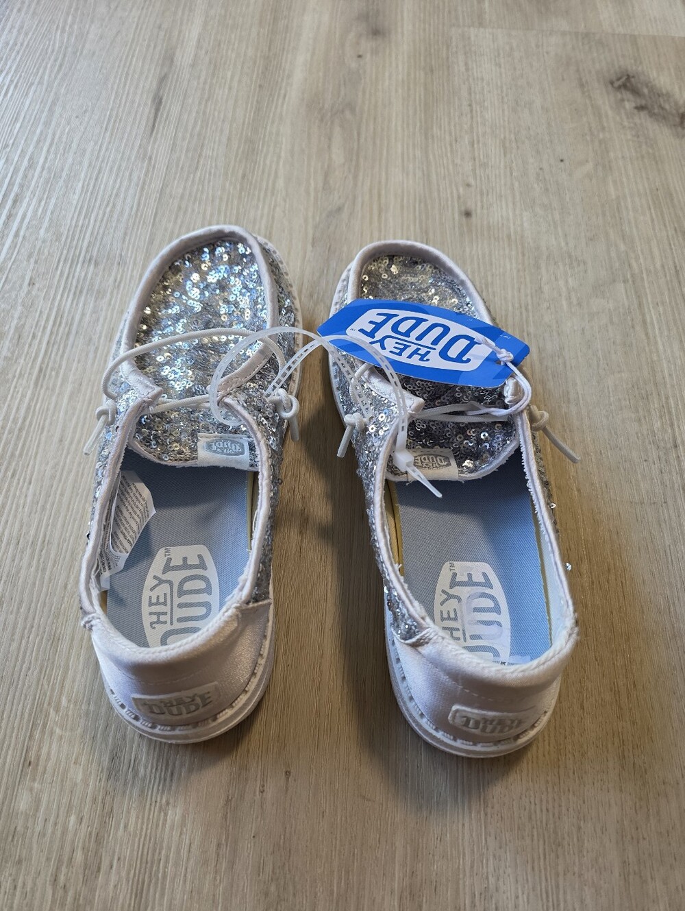 Hey Dude Wendy Silver Sequin Disco Shoes Women's size 6 Disco Shimmer - Picture 3 of 7